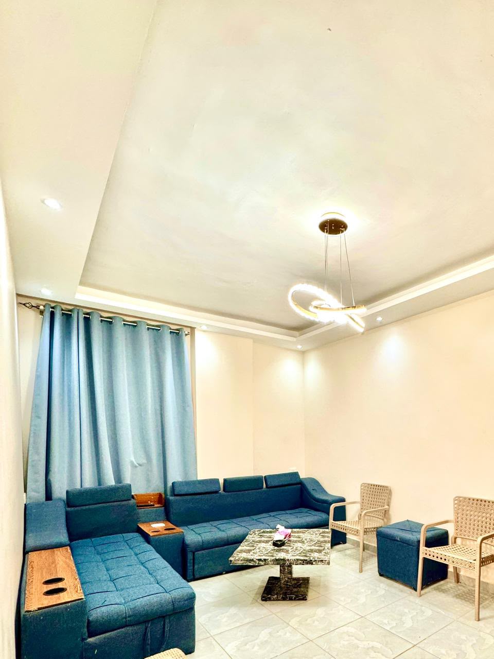 Bright living room of the Dive In Marsa apartment in Marsa Alam
